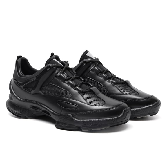 CMR CHAMARIPA Elevator Shoes For Men - Black Leather Sneakers That Make You Taller 7CM / 2.76 Inches