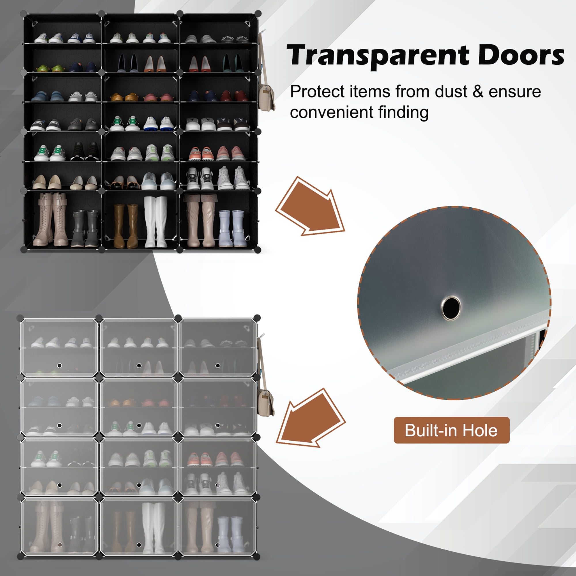 Costway 12-Cube Enclosed Closet Cubicle Shoe Shelves