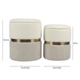 thumbnail image 3 of Cream and Tan Chenille Storage Ottoman - Set of 2, 3 of 5