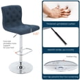 thumbnail image 5 of Modern Upholstered Bar Stool with Back Set of 2, Armless 360° Swivel Adjustable Height Linen Padded Bar Chair for Kitchen Island, Dining Room, or Café (Dark Blue), 5 of 9