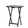 thumbnail image 6 of PJ Wood Folding TV Tray Tables with Storage Rack, Black, 5 Piece Set, 6 of 7