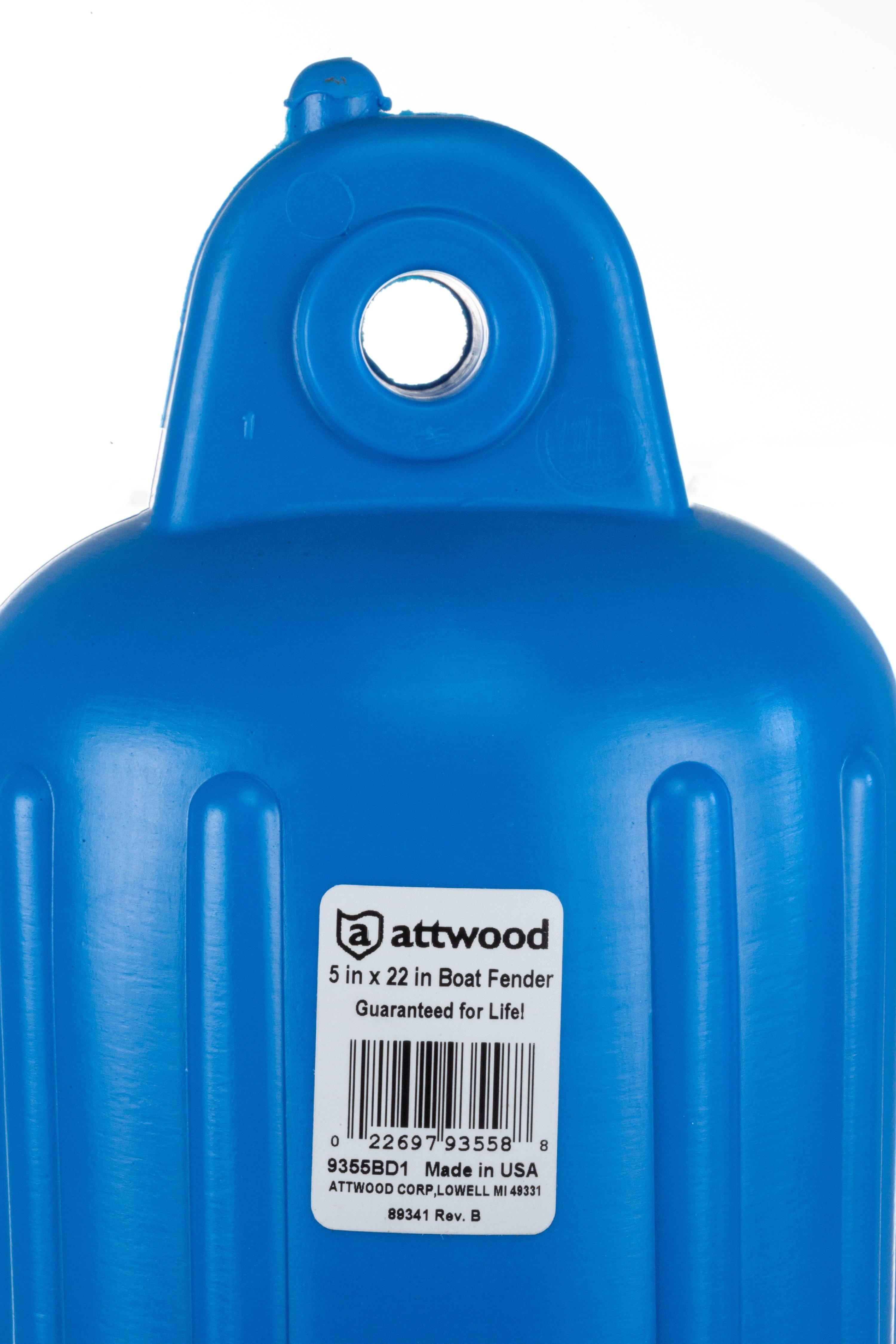 Attwood 9355BD1 SoftSide UV-Resistant Marine Boat Fender, Blue, 5-Inch x 22-Inch