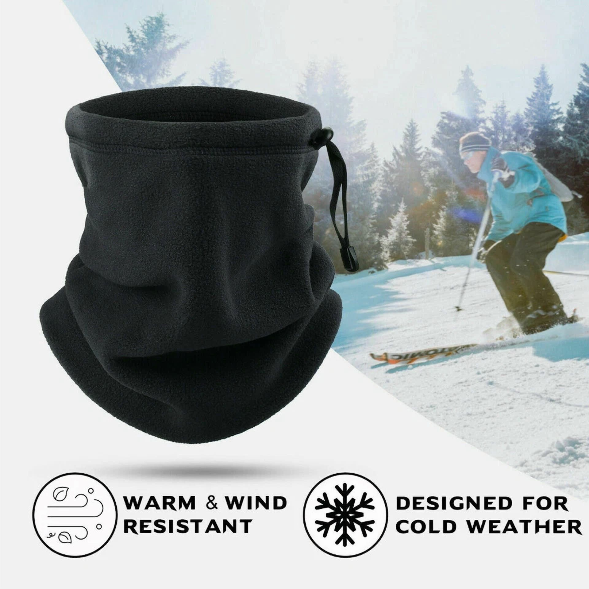 FLINT - 2Pack Neck Warmer Neck Gaiter Fleece Neck Scarf Winter Neck Cover Ski Tube Scarf