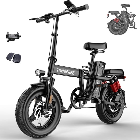 14" Folding Electric Bike for Adult, Peak 750W Max 20MPH 70 Miles Electric Bicycle, 48V 20Ah Removable Battery, PAS Control, E-Bike for Adults Teens, Full Suspension