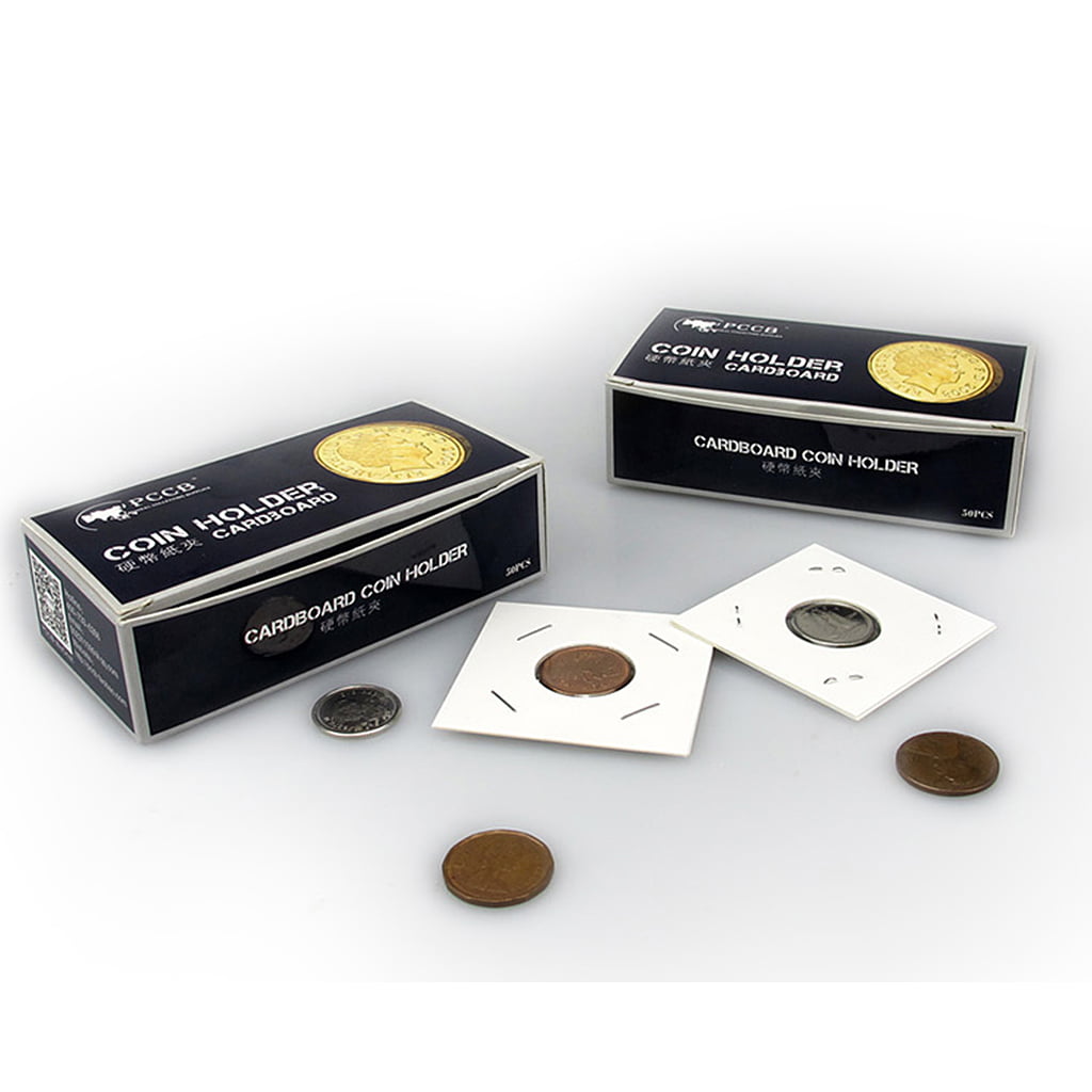 50Pcs 2x2 Cardboard Coin Holder Storage Flips Mylar Coin Supplies 17.5mm 