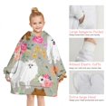 thumbnail image 6 of Pomeranian Dog and Flower Floral Blanket Hoodies for Kids 6-13YR Oversize Wearable Blanket Hoodies for Boys Girls Teens, 6 of 7