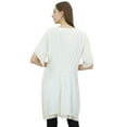 thumbnail image 5 of Bimba Women's White Kimono Sleeve Casual Boho Tunic Blouses Top With Fringes-14, 5 of 5