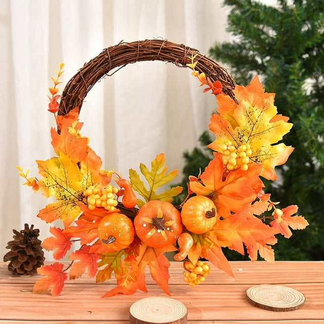 Wreath Fall Decorations Artificial Fall Wreath Artificial Pumpkin Wreath Lifeeli
