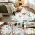 thumbnail image 6 of Sage Green Coastal 5ft Round Rug, Summer Beach Coral Shell Ocean Non-Skid Rubber Backing Large Area Rugs - Living Room Bedroom Home Office, Indoor Floor Mat Carpets Washable Rug, 6 of 9