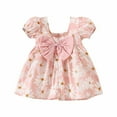 thumbnail image 5 of Edvintorg Flower Girl Dress 6Months-3Years Toddler Baby Girl Summer Dresses Cute Daisy Round Neck Bubble Sleeve Bow Short Sleeve Dress, 5 of 7