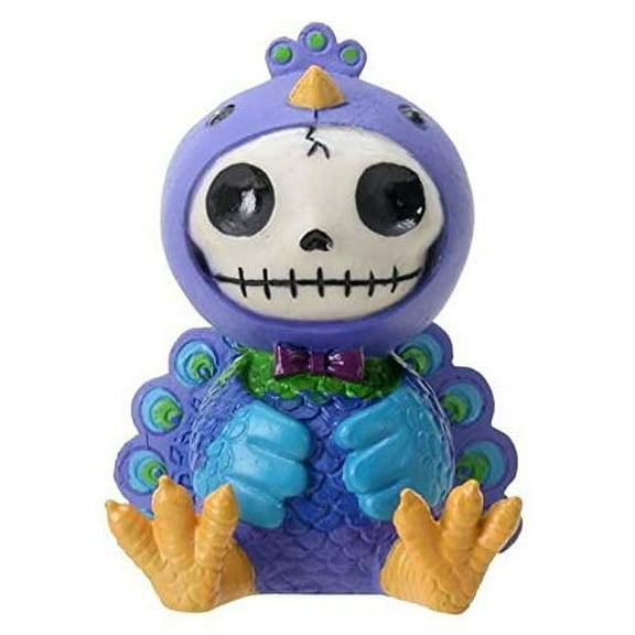 SUMMIT COLLECTION Furrybones Peacock Dandy Signature Skeleton in Purple Peacock Costume Wearing Purple Bow Tie