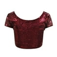 thumbnail image 5 of GBSYEWXS T-Shirts For Women Holiday Crew Neck Shirts Short Sleeve Sequins Red Tops, 5 of 5