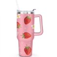 thumbnail image 2 of Cute Strawberry 40oz Tumbler - BPA-Free Leak-Proof Cup with Dual Drinking Options - Kawaii Cartoon Berry Design for Commuters, 2 of 9
