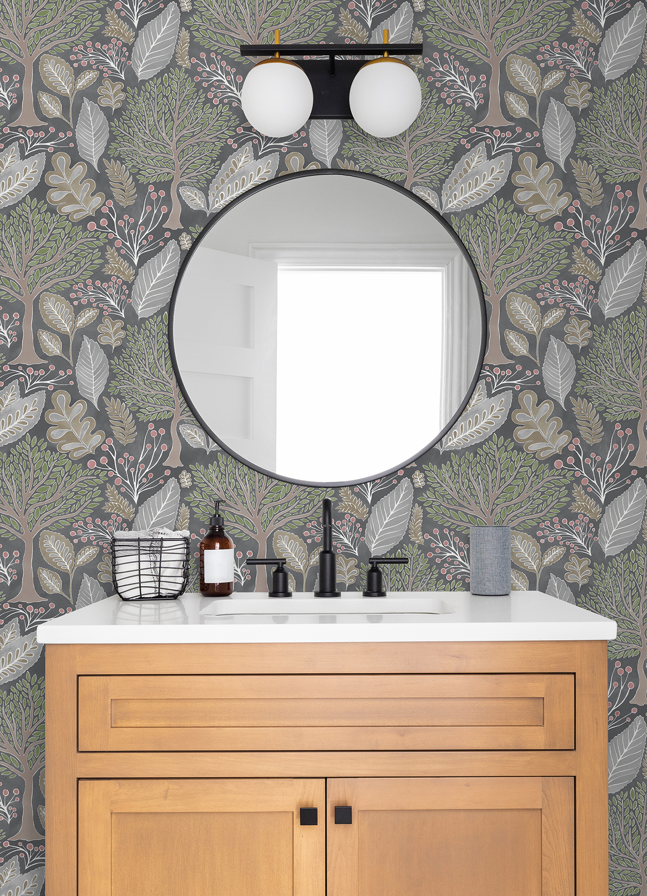 Advantage Kiah Grey Forest Wallpaper