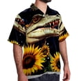 thumbnail image 2 of Crocodile Starry Sky Sunflower Men's Short Sleeve Spread Collar Tops, Casual Button Down Shirts, Printed Summer Beach Shirts, Unisex, 2 of 6