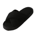 thumbnail image 2 of uublik House Fuzzy Slippers for Women Open Toe Memory Foam House Shoes Indoor Outdoor Non Slip House Slides, Black, 2 of 5