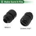 thumbnail image 4 of Abrazaderas de cable M20x1.5 15.8mm / 0.62" Conector recto de fuelle impermeable de nylon PA6 negro 5 piezas, 4 of 7