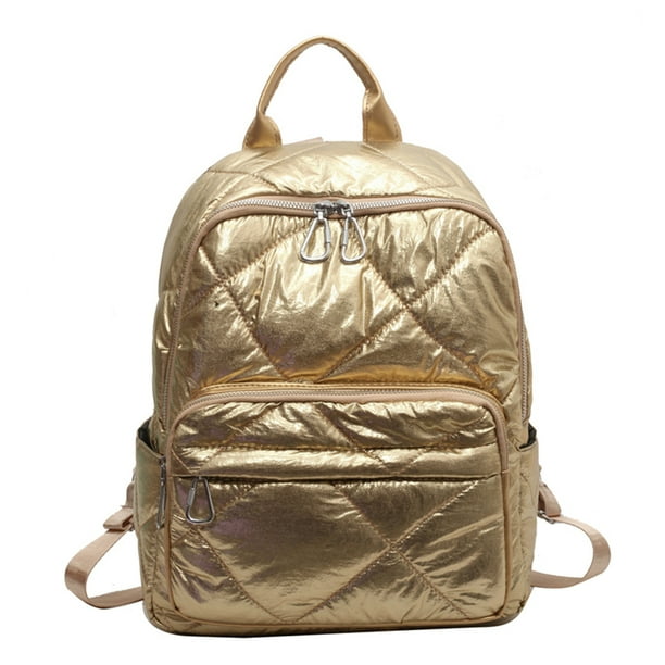 Mochila Mochila escolar de algodón Bolso de equipaje de viaje de gran capacidad Dorada
