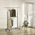 Simple Houseware Double Rod Clothing Garment Rack, Black