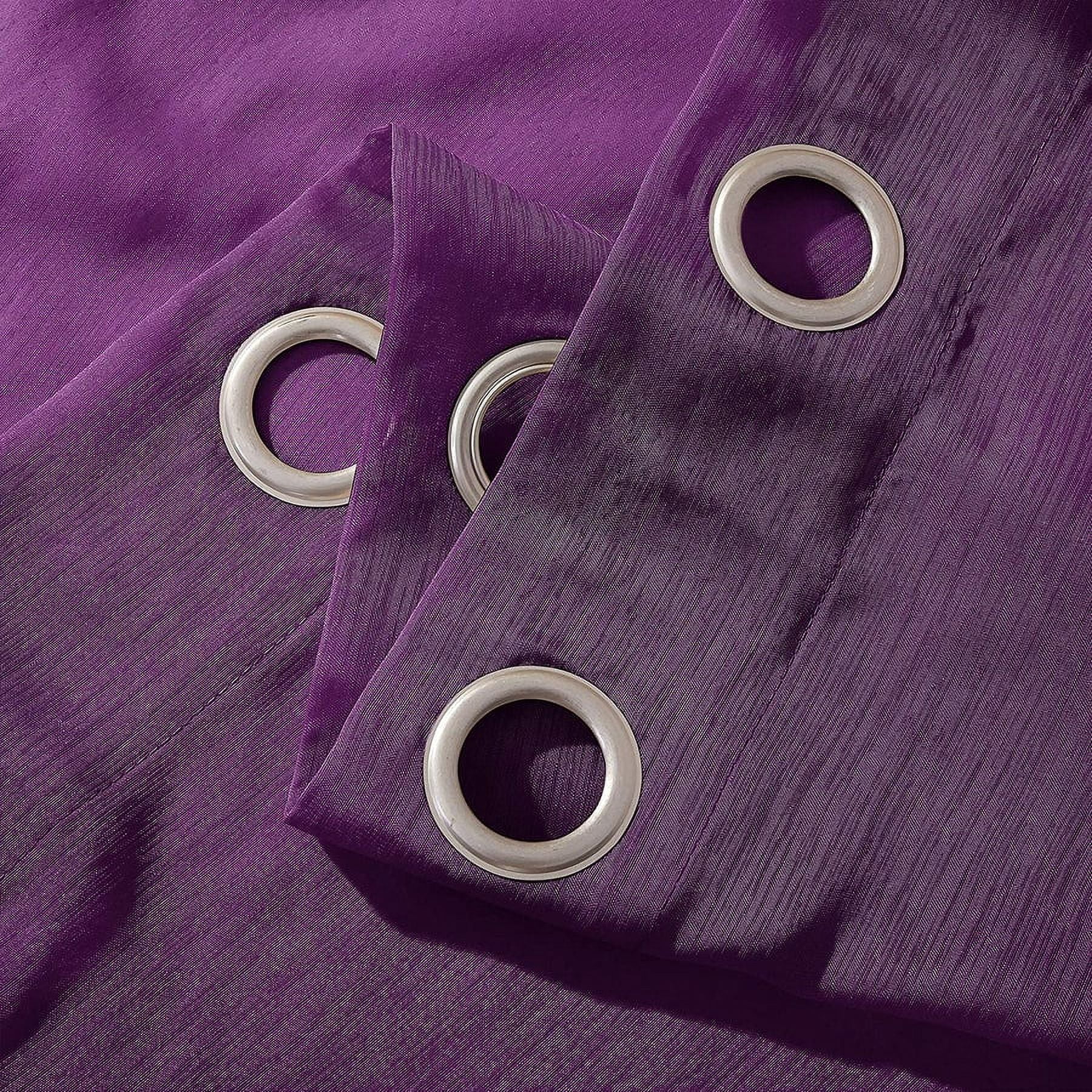 Dainty Home Malibu Textured Semi-Sheer Grommet Top Curtain Panel Pair, 108" x 84" In Purple