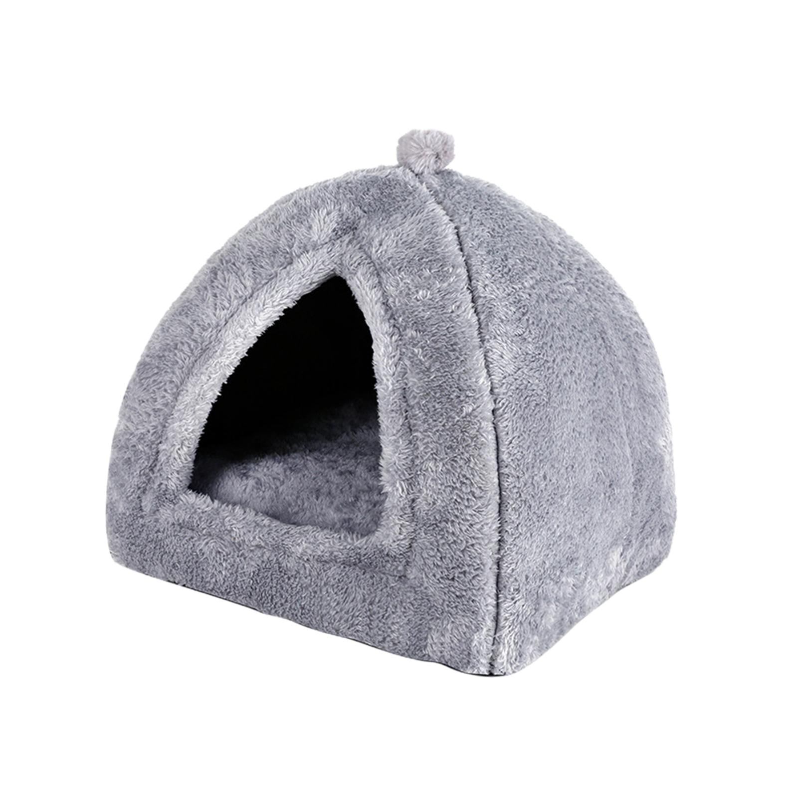 Cat Bed Comfortable Rest Calming Semi Enclosed with Nonslip Waterproof Bottom Kitten House Pet Bed for Indoor Cats Dogs Rabbits Kitten Puppy , Gray M