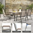 thumbnail image 3 of Patio Dining Chairs Set of 6, Outdoor High Stacking Chairs, Breathable Seat Fabric and Alloy Steel Frame for Backyard Porch Garden Sunroom (Brown), 3 of 6