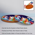thumbnail image 4 of Unicorn Round Coasters Set of 6, Microfiber Leather Drink Coasters, 11x11 cm/4.3x4.3 in, Table Coasters for Glasses, Cups, Mugs - Black, 4 of 6