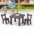 thumbnail image 4 of Juego de mesa y sillas de resina para manualidades, colección de estatuas para micropaisaje, mesa de arena Marrón, 4 of 9