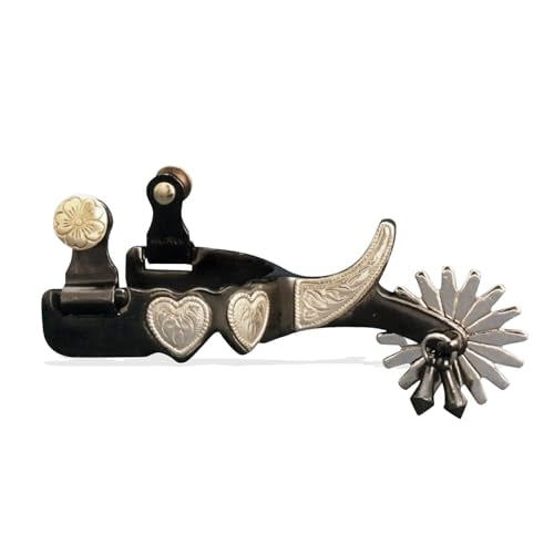 Colorado Saddlery The Romero Heart Spurs pour Femmes - Acier Bleu Minuit, Spurs Élégants avec Rampers en Acier Inoxydable - Parfait pour la Randonnée, l'Équitation