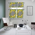 thumbnail image 5 of Summer Lemon Kitchen Curtains Valances and Tiers Set of 3 Watercolor White Floral Flower Farmhouse Black White Plaid Tier Curtains and Valance with Rod Pocket for Small Windows, 27.5"x24", 5 of 9