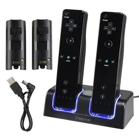 Insten Charge Charging Station Cradle Dock Charger with 2-pack Rechargeable Batteries For Nintendo Wii /Wii U