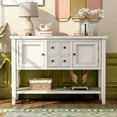 thumbnail image 1 of Console Table with 2 Cabinets and Bottom Shelf, SEGMART 46'' x 15'' x 34'' Entryway Table with 4 Storage Drawers, Accent Buffet Sideboard Desk Table w/ Solid Wood Frame for Kitchen, 99lbs, SS502, 1 of 8