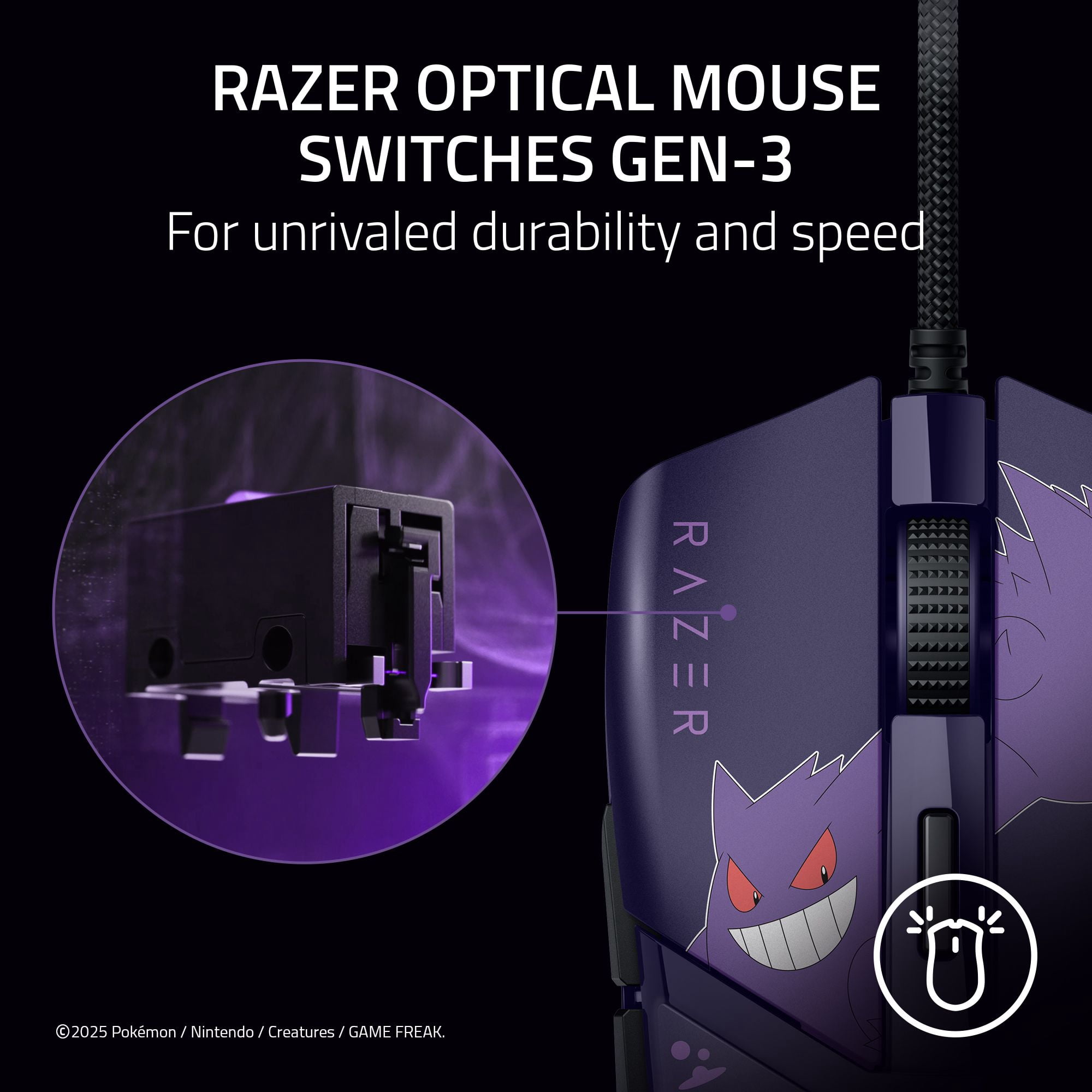 Razer Cobra Light-Weight Wired PC Gaming Mouse with Chroma RGB, Pokemon Gengar Edition