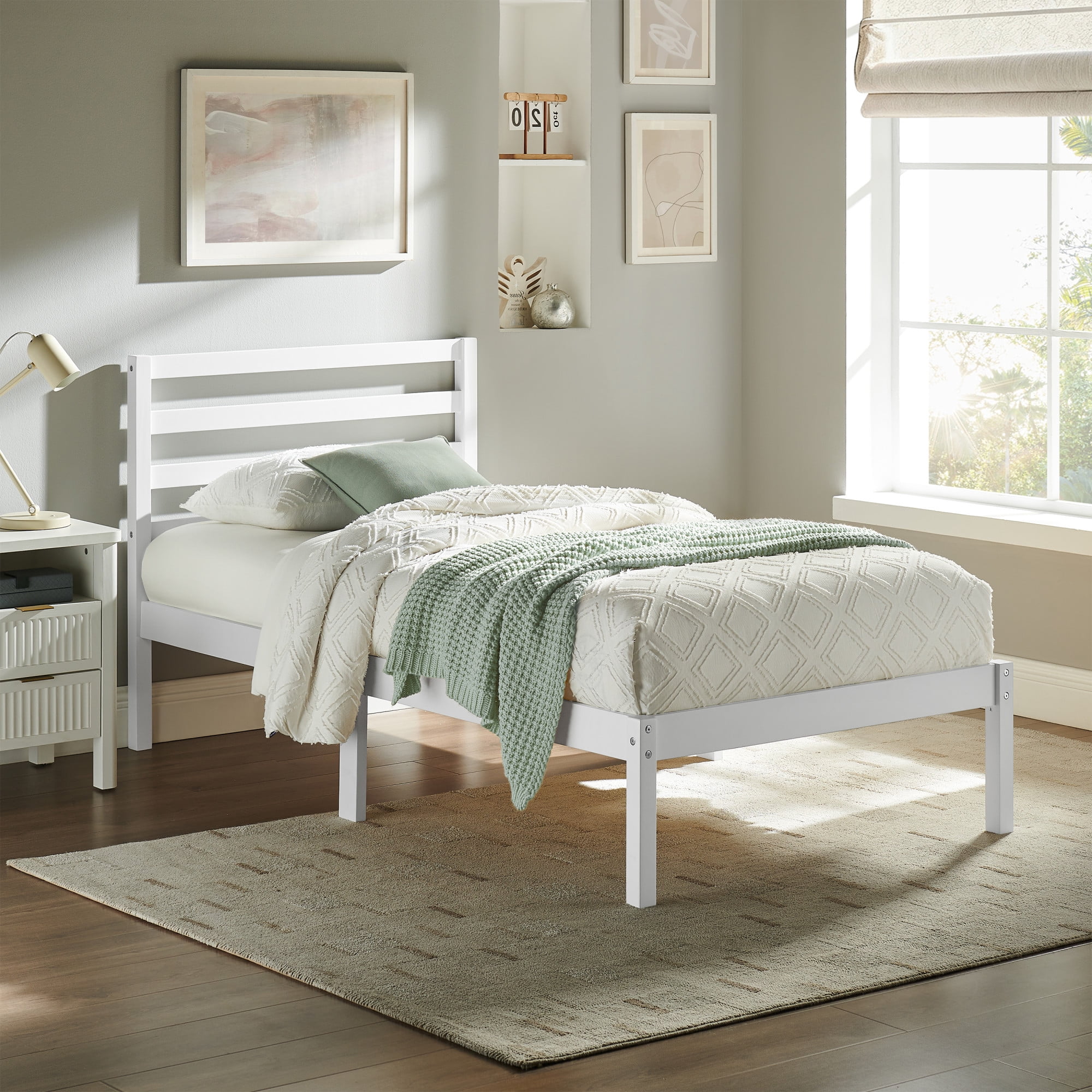 Mainstays Palmer Twin Platform Bed, White