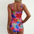 thumbnail image 4 of Swim Dress Women, Womens Bathing Suits, Ladies Swimsuits, One Piece Swimsuit Women, Women'S Metal Ring Wide Straps One Piece Swimsuit Floral Print Tummy Control Bathing Suit, Hot Pink XL, 4 of 4