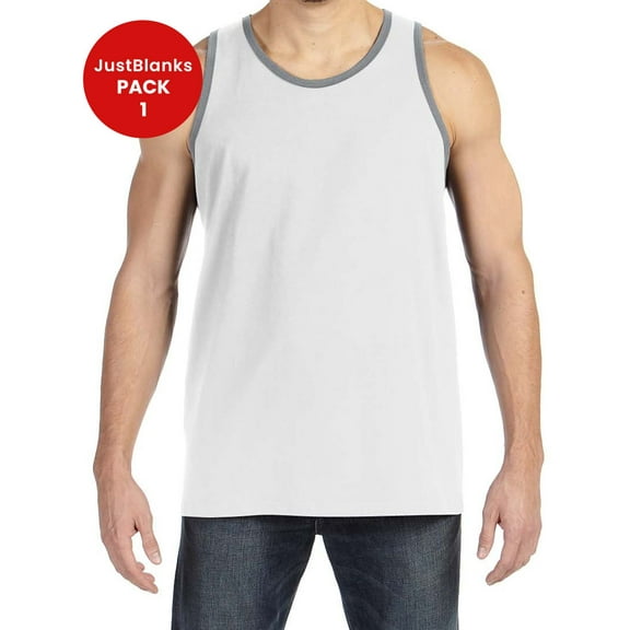 JustBlanks Lightweight Ringer Tank Top Semi Fitted Double Needle Stitching on Bottom Hem