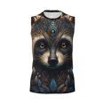 thumbnail image 6 of Picia Tribal Style Raccoon mens Cotton Tank Undershirts , Moisture-wicking Ribbed Tanks, Lightweight Cotton Tank Undershirts-Small, 6 of 8