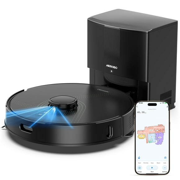Airrobo Q20+ Robot Vacuum and Mop Self emptying& Refilling,Precision Navigation,Multi-Surface, Pet Friendly