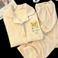 thumbnail image 3 of SpongeBob SquarePants Women's Island Velvet & Velvet Jacquard Autumn Winter New Lapel Warm Loungewear Set, 3 of 8