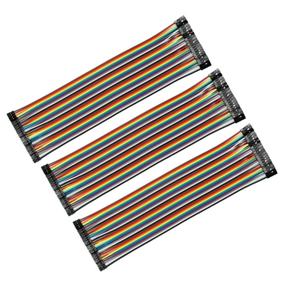 Female- Female 40P Jumper Wire 2-2.54mm Pitch Ribbon Cable Breadboard 20cm 3pcs