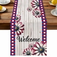 thumbnail image 2 of 4th of July Daisy Flower White Wood Table Runner 13x72in Non-Slip Cotton Linen Table Runners, Summer Floral Red Blue Grid Dresser Scarves TableRunner for Dinner Kitchen Dining Wedding Party, 2 of 9