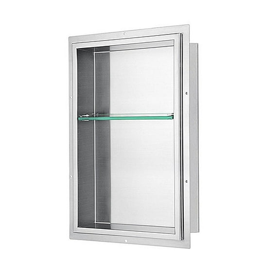 Dawn FNIBN2414 Stainless Steel Finished Shower Niche with One Glass Shelf