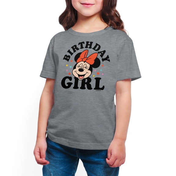 Mickey & Friends - Minnie Birthday Girl  - Toddler And Youth Girls Short Sleeve Graphic T-Shirt