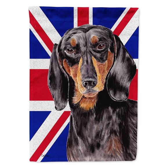 Dachshund with English Union Jack British Flag Flag Canvas House Size