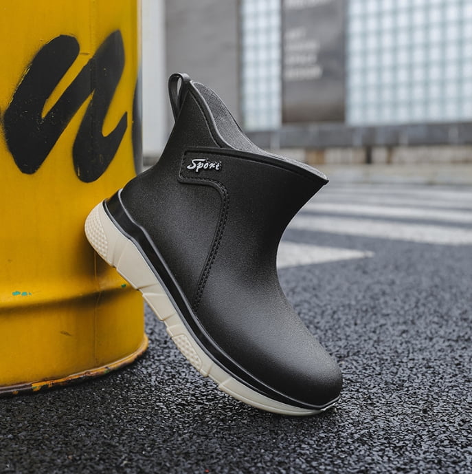 Wowen Rain Boots Slip On Antislip Rubber Waterproof Ankle Boots Rain Shoes