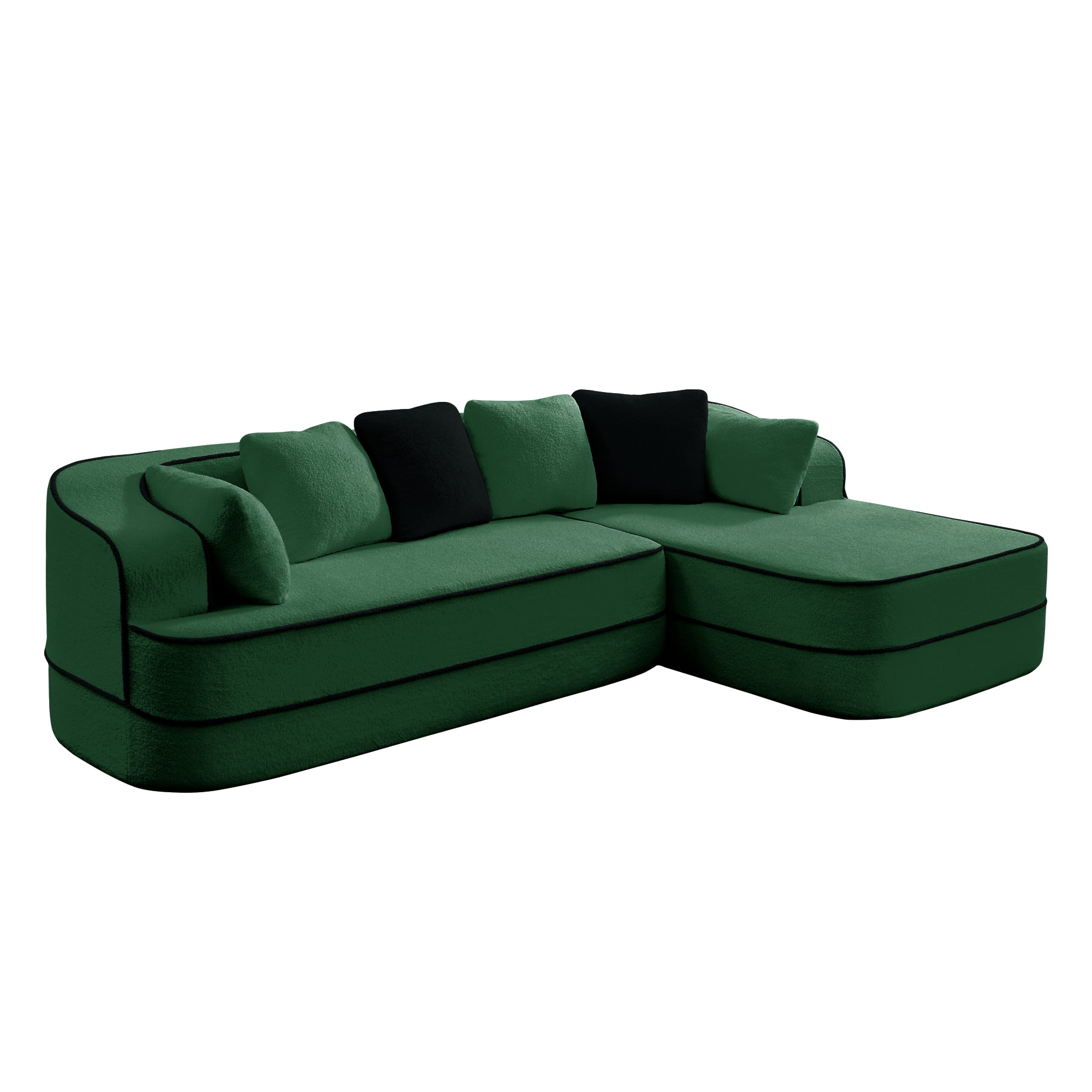 Aukfa 106" 2-Piece Modular Sectional Sofa for Living Room, Right Chaise, Plush Teddy Velvet, Green