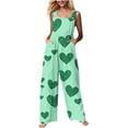thumbnail image 3 of QATAINLAV Combinaisons de la Saint-Patrick pour Femmes en Coton et Lin, Combinaisons Détente Confortables, Salopettes Tendance à Imprimé Trèfle avec Poches, Vert TG Liquidation, 3 of 8