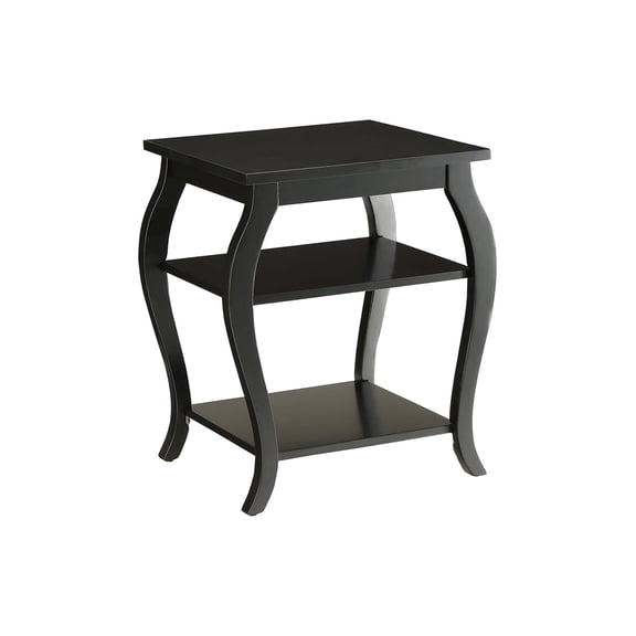 Bowery Hill Mid Century 2 Shelf Wood End Table in Black