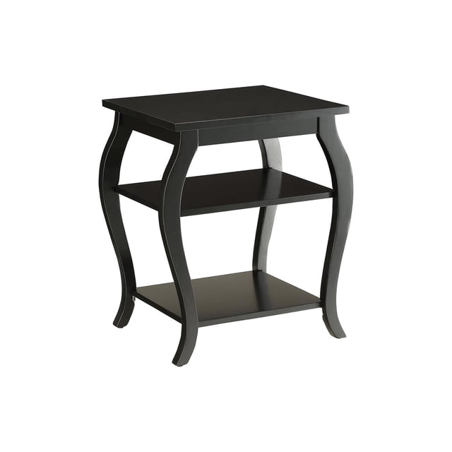 Bowery Hill Mid Century 2 Shelf Wood End Table in Black