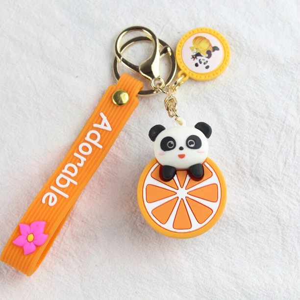 LLavero de plástico suave con forma de fruta y panda para coche, colgante creativo, pequeño, regalo, venta al por mayor, 30/5000